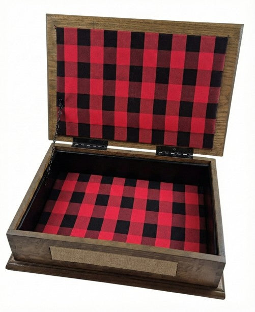 Solid White Oak Keepsake Box with cloth inlay