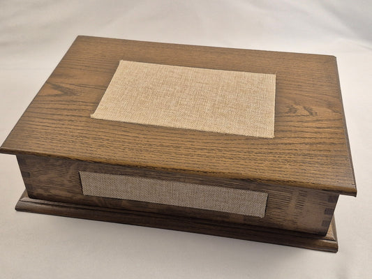 Solid White Oak Keepsake Box with cloth inlay