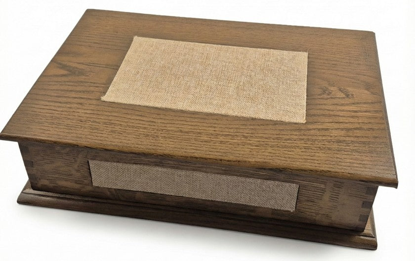 Solid White Oak Keepsake Box with cloth inlay