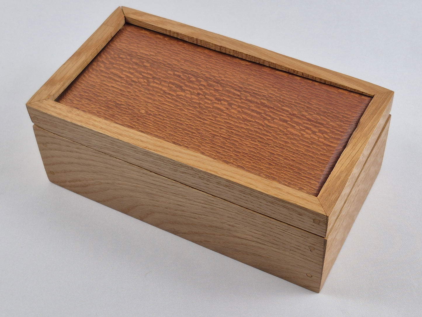 Solid White Oak Keepsake Box with a Lacewood Top