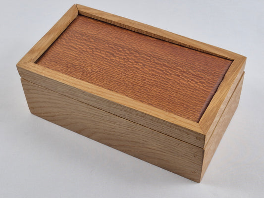 Solid White Oak Keepsake Box with a Lacewood Top