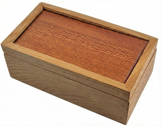 Solid White Oak Keepsake Box with a Lacewood Top